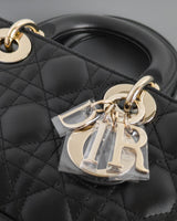 Dior Lady D-Joy Small | Black Lambskin Light Gold Hardware-details