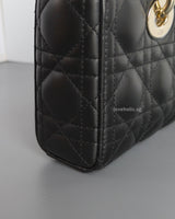 Dior Lady D-Joy Small | Black Lambskin Light Gold Hardware-details