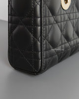 Dior Lady D-Joy Small | Black Lambskin Light Gold Hardware-details