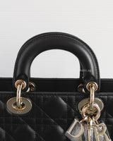 Dior Lady D-Joy Small | Black Lambskin Light Gold Hardware-details