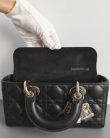 Dior Lady D-Joy Small | Black Lambskin Light Gold Hardware-details