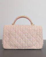 Chanel Mini Rectangle with Top Handle 24P | Tweed Pink Lambskin Light Gold Hardware-back