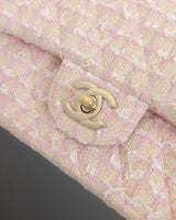 Chanel Mini Rectangle with Top Handle 24P | Tweed Pink Lambskin Light Gold Hardware-details