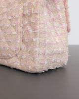 Chanel Mini Rectangle with Top Handle 24P | Tweed Pink Lambskin Light Gold Hardware-details