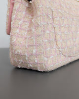 Chanel Mini Rectangle with Top Handle 24P | Tweed Pink Lambskin Light Gold Hardware-details