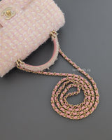Chanel Mini Rectangle with Top Handle 24P | Tweed Pink Lambskin Light Gold Hardware-details
