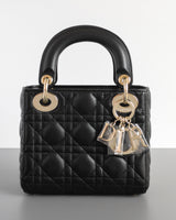 Dior Lady Dior Mini | Black Lambskin Light Gold Hardware-front1