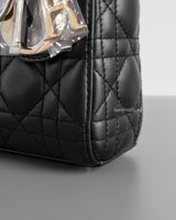Dior Lady Dior Mini | Black Lambskin Light Gold Hardware-details