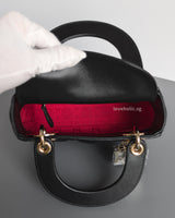 Dior Lady Dior Mini | Black Lambskin Light Gold Hardware-details