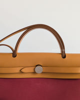 Hermes Herbag 31 Tilt Toile Officier/ Vache Hunter | Ruby/ Malta Blue Palladium Hardware-details