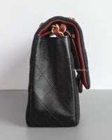 Chanel Classic Flap Medium | 18A Dark Navy with Paris-Hamburg Charms Wool Lambskin Brushed Gold Hardware-side