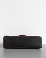 Chanel Classic Flap Medium | 18A Dark Navy with Paris-Hamburg Charms Wool Lambskin Brushed Gold Hardware-details