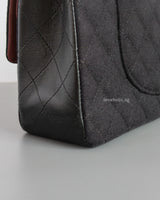 Chanel Classic Flap Medium | 18A Dark Navy with Paris-Hamburg Charms Wool Lambskin Brushed Gold Hardware-details