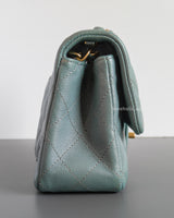 Chanel Mini Rectangle 18C Tiffany Blue Caviar Brushed Gold Hardware-side