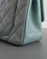 Chanel Mini Rectangle 18C Tiffany Blue Caviar Brushed Gold Hardware-details