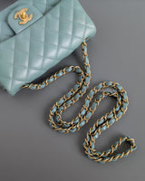 Chanel Mini Rectangle 18C Tiffany Blue Caviar Brushed Gold Hardware-details