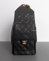 Chanel 25 Medium | Black Caviar Brushed Gold Hardware