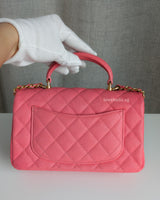 Mini Rectangle with Top Handle 21S Pink Caviar Brushed Gold Hardware