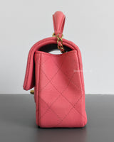 Chanel Mini Rectangle with Top Handle 21S Pink Caviar Brushed Gold Hardware-details