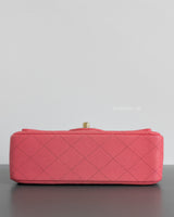 Chanel Mini Rectangle with Top Handle 21S Pink Caviar Brushed Gold Hardware-details