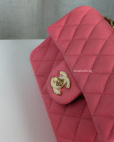 Mini Rectangle with Top Handle 21S Pink Caviar Brushed Gold Hardware