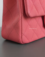 Chanel Mini Rectangle with Top Handle 21S Pink Caviar Brushed Gold Hardware-details