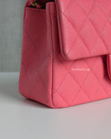 Mini Rectangle with Top Handle 21S Pink Caviar Brushed Gold Hardware