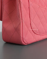 Chanel Mini Rectangle with Top Handle 21S Pink Caviar Brushed Gold Hardware-details