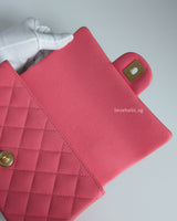 Mini Rectangle with Top Handle 21S Pink Caviar Brushed Gold Hardware