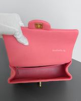 Chanel Mini Rectangle with Top Handle 21S Pink Caviar Brushed Gold Hardware-details