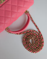 Mini Rectangle with Top Handle 21S Pink Caviar Brushed Gold Hardware