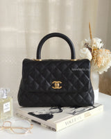 Chanel Coco Handle Small | Black Caviar Brushed Gold Hardware-front