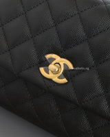 Chanel Coco Handle Small | Black Caviar Brushed Gold Hardware-details