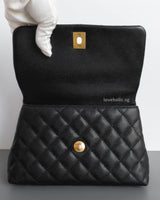 Chanel Coco Handle Small | Black Caviar Brushed Gold Hardware-details