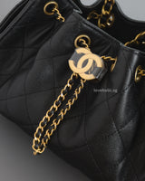 Chanel 25 Mini | Black Caviar Brushed Gold Hardware