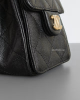 Chanel 25 Mini | Black Caviar Brushed Gold Hardware