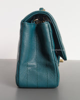 Chanel Classic Flap Chevron Mini Rectangle  | 18B Dark Turquoise Caviar Light Gold Hardware-side