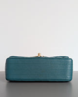 Chanel Classic Flap Chevron Mini Rectangle  | 18B Dark Turquoise Caviar Light Gold Hardware-details