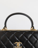 Trendy CC Medium | Black Lambskin Light Gold Hardware