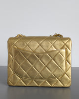 Chanel Vintage Classic Flap Mini Square | Metallic Gold Lambskin 24K Gold Hardware-back