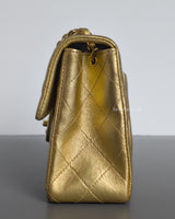 Chanel Vintage Classic Flap Mini Square | Metallic Gold Lambskin 24K Gold Hardware-details