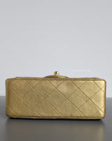 Chanel Vintage Classic Flap Mini Square | Metallic Gold Lambskin 24K Gold Hardware-details