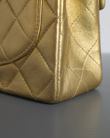 Chanel Vintage Classic Flap Mini Square | Metallic Gold Lambskin 24K Gold Hardware-details