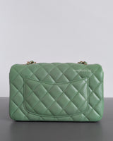 Chanel Mini Rectangle 21C Light Green Lambskin Light Gold Hardware-back