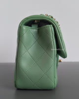 Chanel Mini Rectangle 21C Light Green Lambskin Light Gold Hardware-side