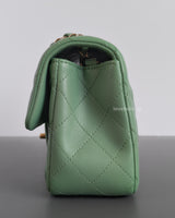 Chanel Mini Rectangle 21C Light Green Lambskin Light Gold Hardware-details