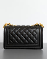Chanel Boy Small | Black Caviar Brushed Gold Hardware-back