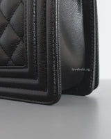 Chanel Boy Small | Black Caviar Brushed Gold Hardware-details