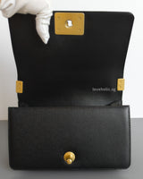 Chanel Boy Small | Black Caviar Brushed Gold Hardware-details