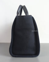 Chanel Deauville Shopping Tote Small | 25S Denim Navy Blue Fabric Light Gold Hardware-side